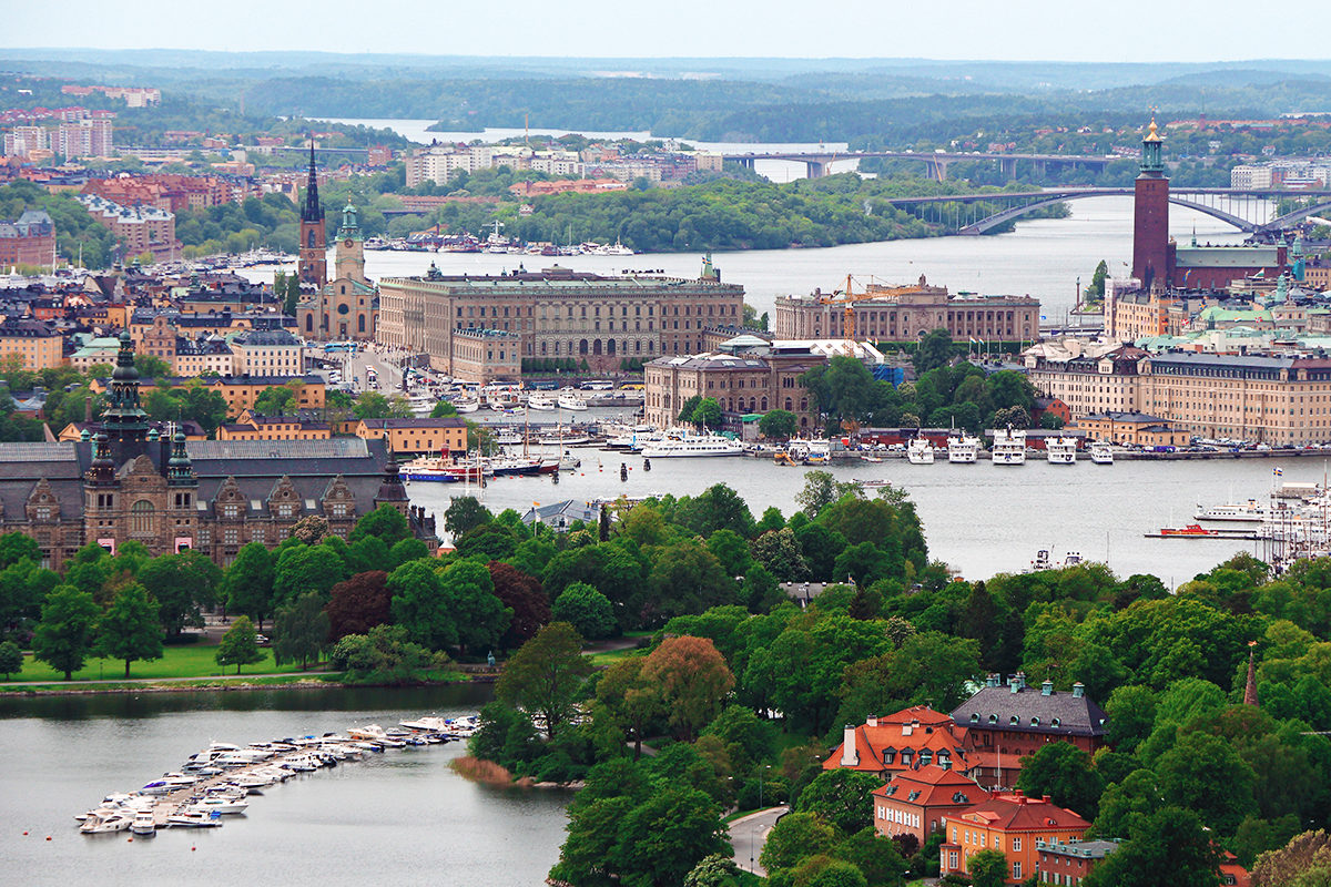 Городской пейзаж с телебашни Какнас, Стокгольм